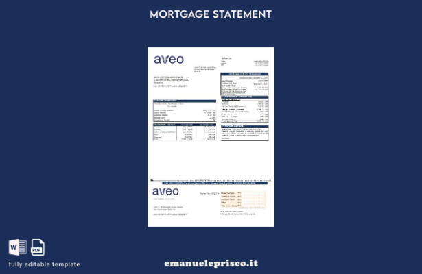 modello di estratto conto mutuo bancario Australia Aveo in stile verificato
